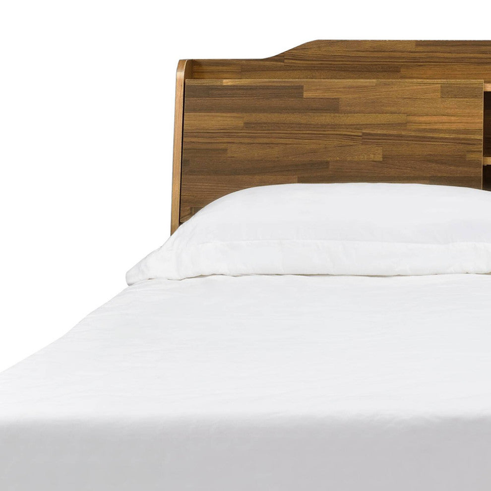 Bd00542Q Queen Bed With Storage, Walnut Finish, Hestia