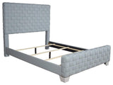 ACME Saree Contemporary Chenille Upholstered Bed in Light Teal and Gray