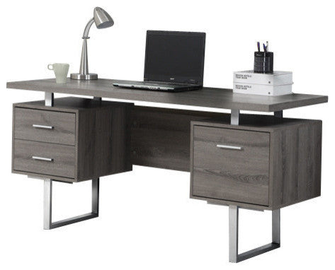 Computer Desk Home Office Laptop Storage Drawers 60"L Work Metal Brown