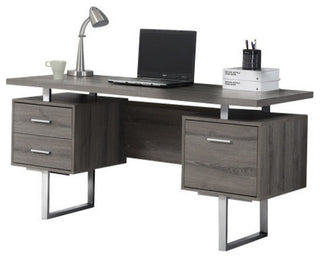Computer Desk Home Office Laptop Storage Drawers 60"L Work Metal Brown