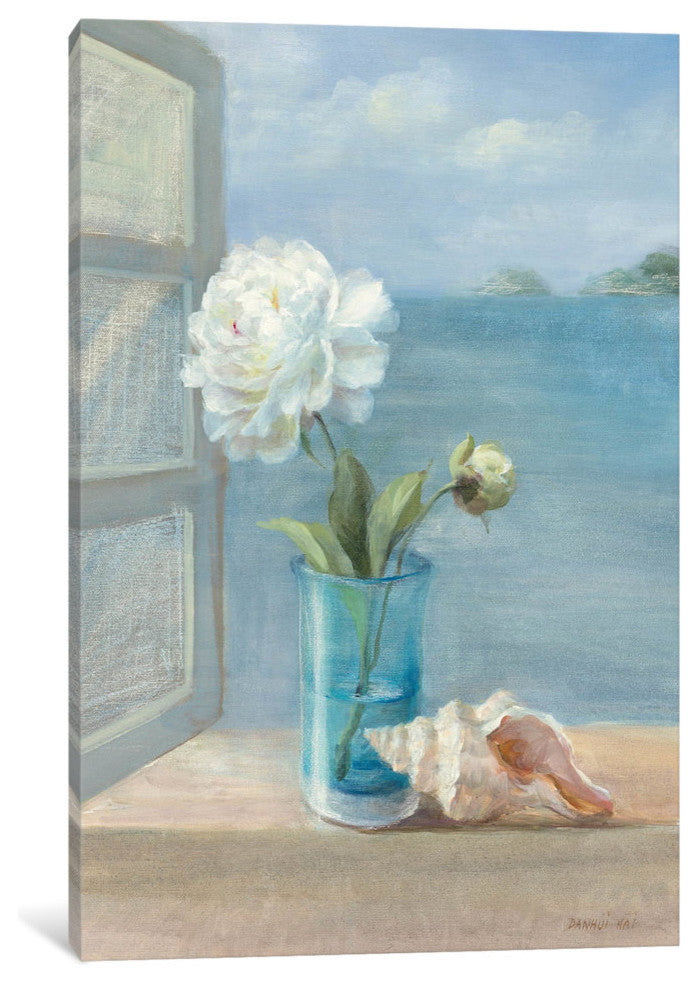 "Coastal Floral I Gallery" by Danhui Nai, 26x18x1.5"