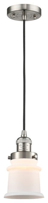 Small Canton 1-Light Mini Pendant, Brushed Satin Nickel, Matte White