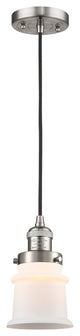Small Canton 1-Light Mini Pendant, Brushed Satin Nickel, Matte White