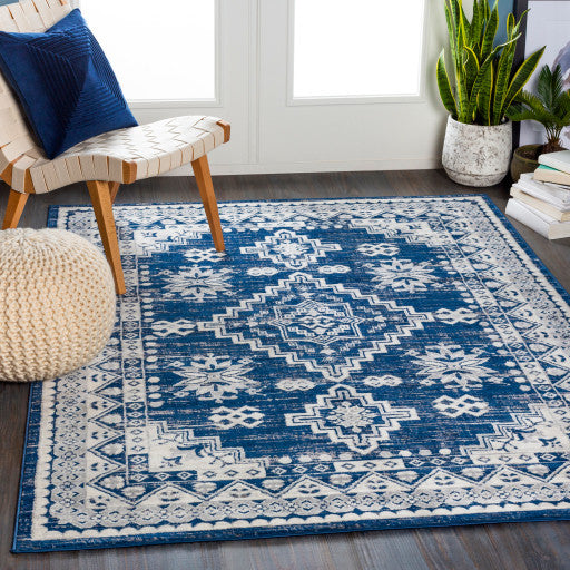 Surya Roma ROM-2318 7'10"x10' Rug, Dark Blue/Medium Gray/Light Gray/White