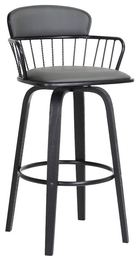 Willow Upholstered Wood Swivel Bar or Counter Stool