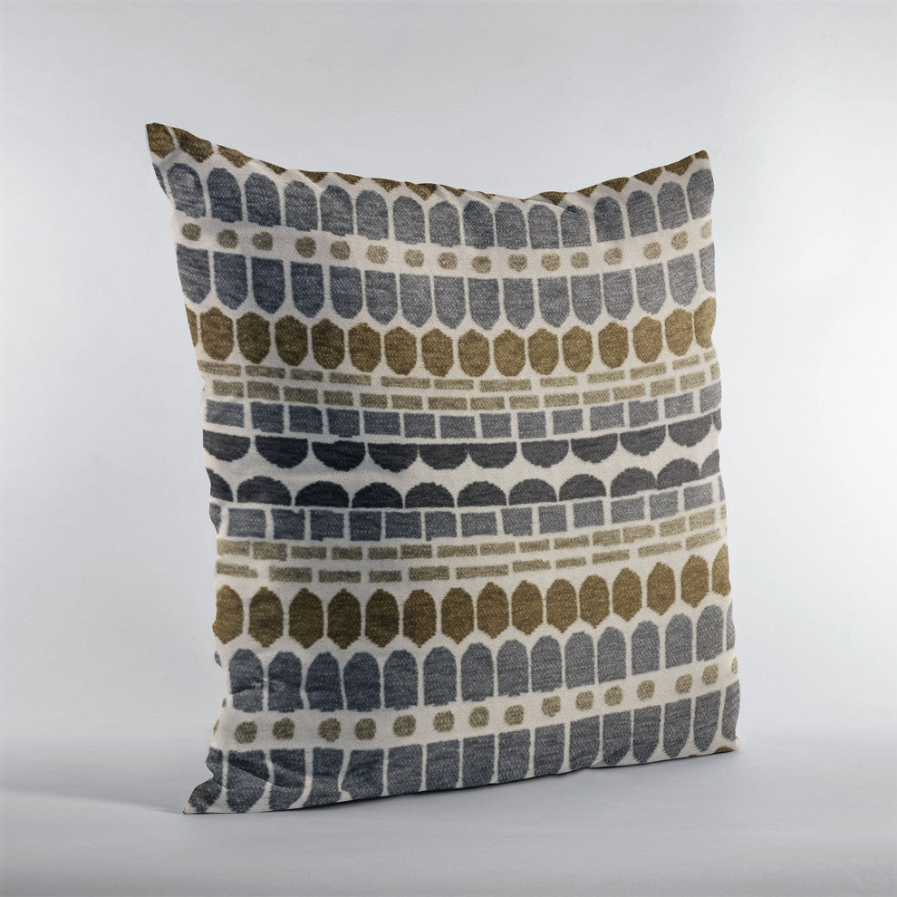 Plutus Green, Gray Harmony Border Luxury Throw Pillow, 16"x16"