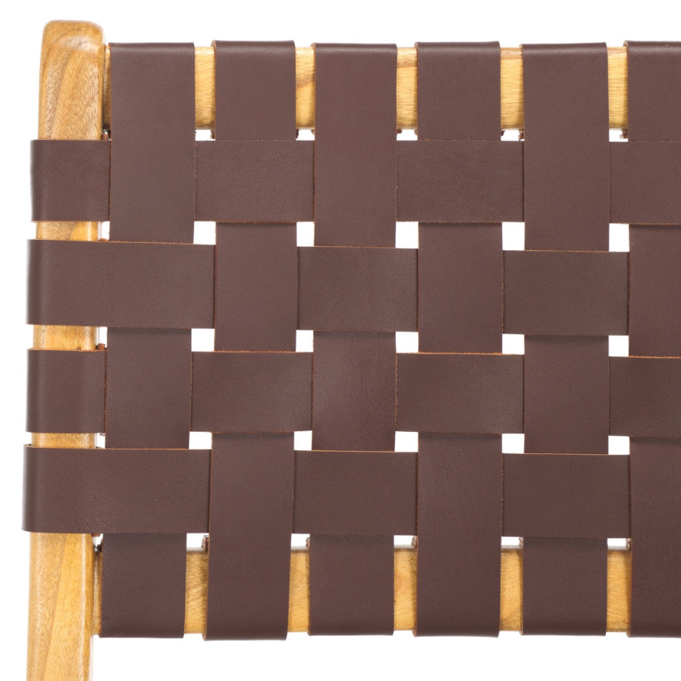 Safavieh Adah Leather Bar Stool, Cognac/Natural