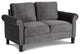 Benzara BM271912 60" Velvet Upholstered Loveseat With Nailhead Trim, Gray