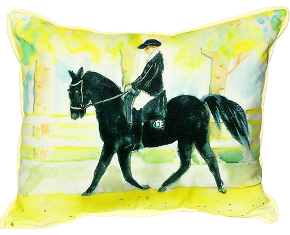 Betsy Drake Black Horse and Rider Extra Large 20 X 24 Indoor / Outdoor Pillow