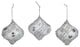White and Silver Beaded and Glittered Christmas Ornaments, Set of 3