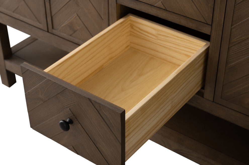 Landon Modern Herringbone Bathroom Vanity, 60", White Top