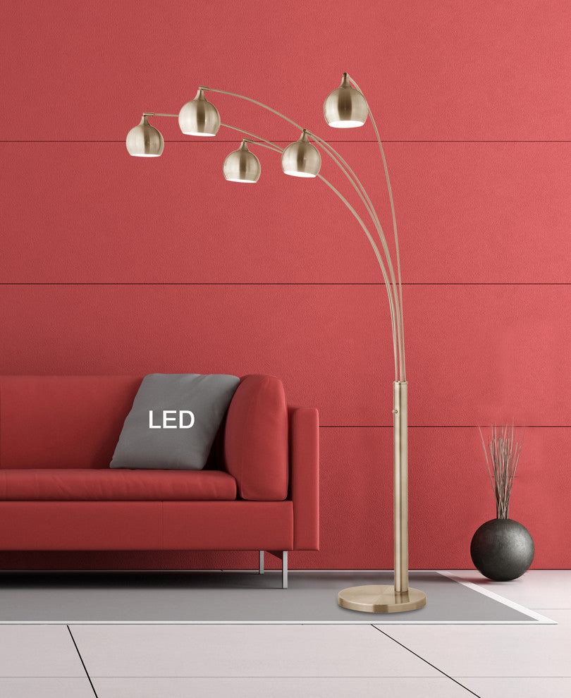 Artiva AMORE LED Arch Floor Lamp With Dimmer, Antique Satin Brass
