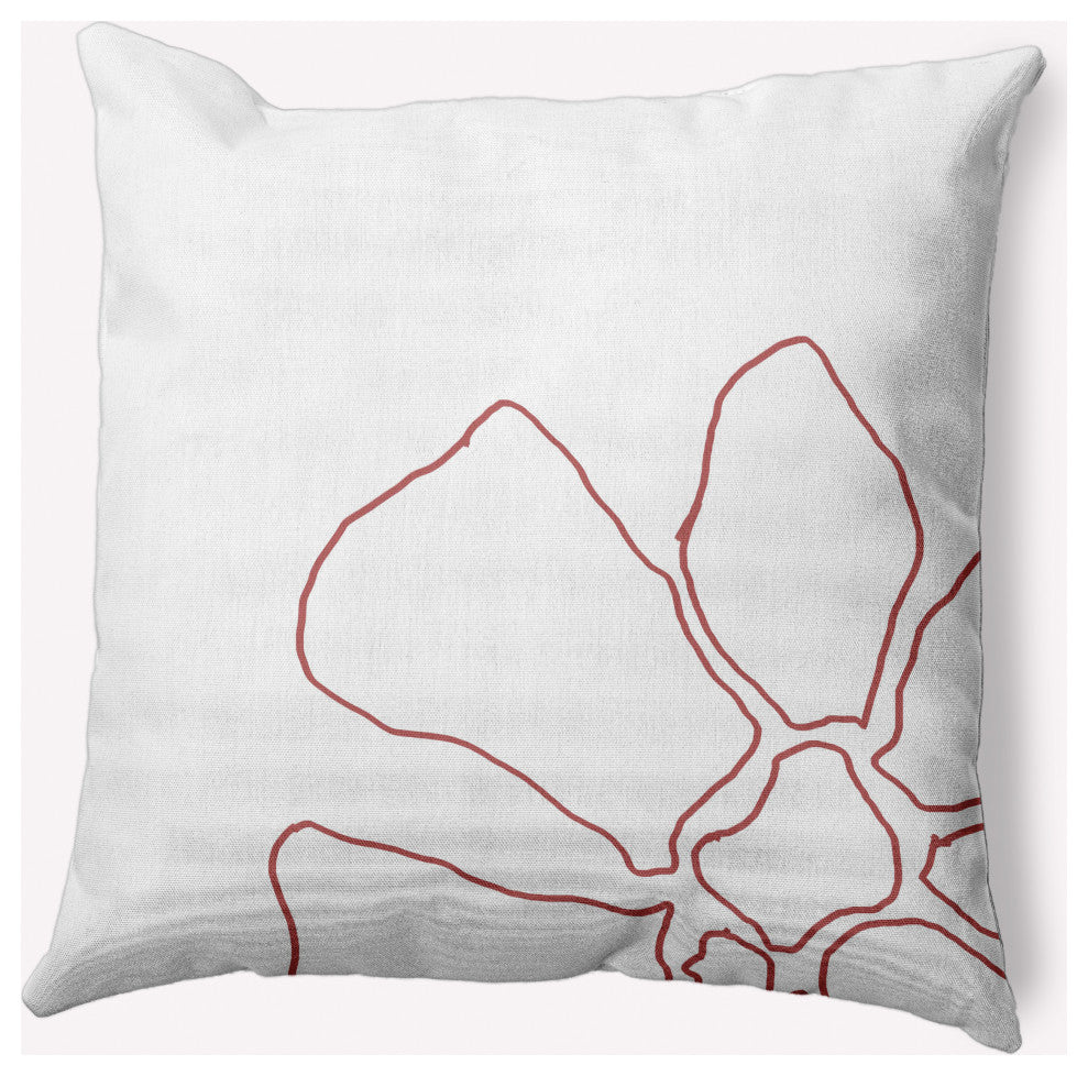 Petal Lines Decorative Throw Pillow, Coral/White, 18x18"