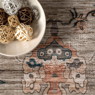 Nuloom Cleora Vintage Floral Machine Washable Area Rug, Taupe 4'x6'