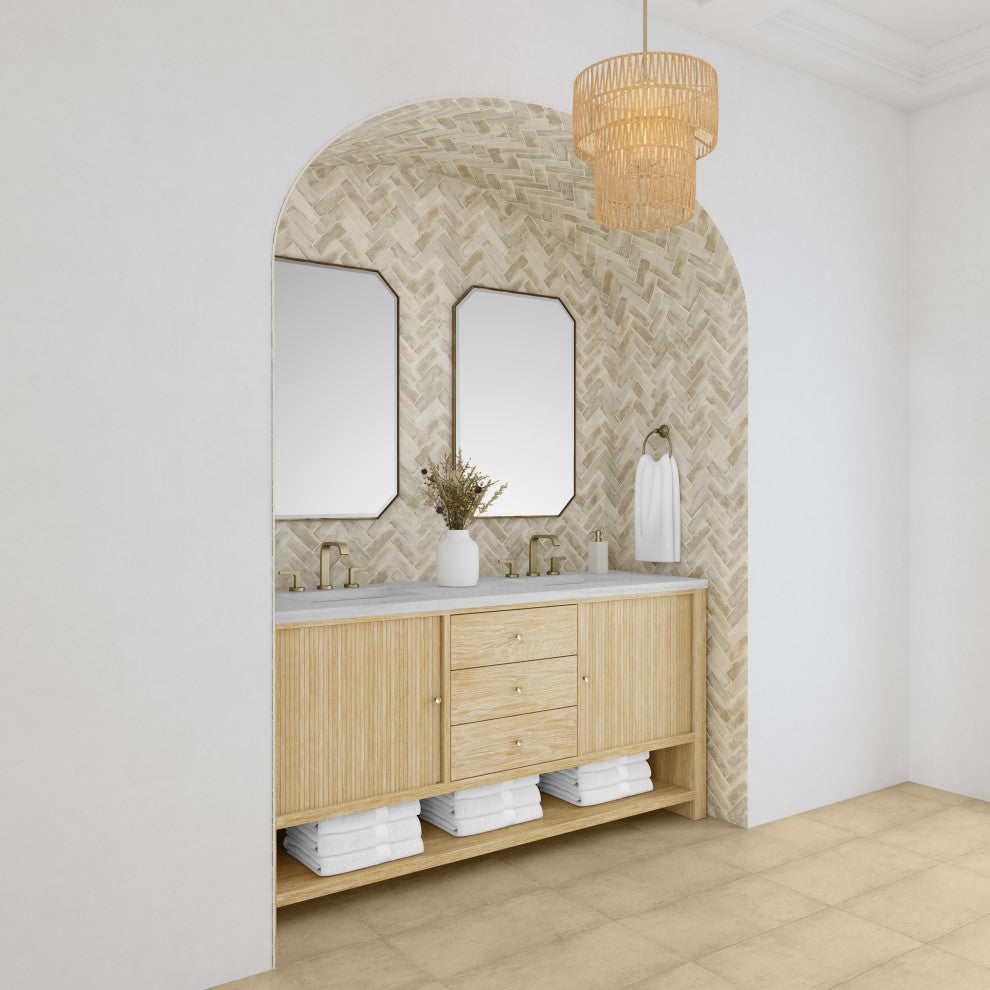 Marigot Single 72" Double Vanity, Oak, 3 CM Arctic Fall Solid Surface Top
