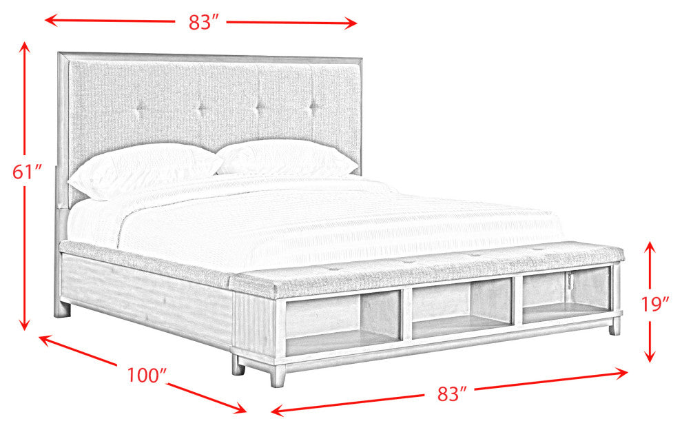 Picket House Jaxon King Storage 5 Piece Bedroom Set, Gray