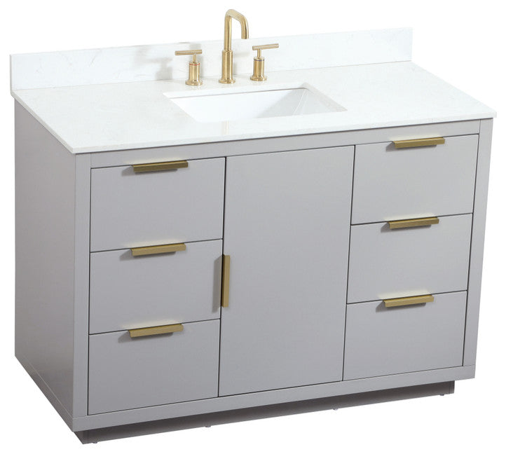 48" Single Bathroom Vanity, Gray, With Backsplash