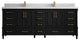 Aberdeen 84 Double Sink Bath Vanity in Black 2" Calacatta Nuvo