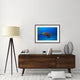 "Green Turtle In The Blue" Framed Digital Print by Barathieu Gabriel, 38"x28"