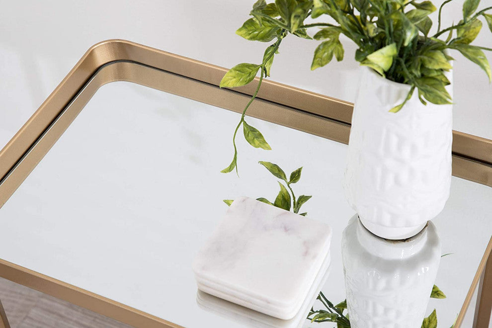 Modern Mirrored Tray Side Table