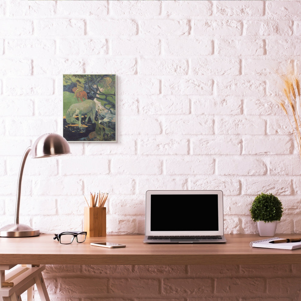 Horses Bathing Native Figures Classic Painting, 10"x15"