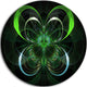 Green Fractal Flower In Dark, Floral Digital Art Round Wall Art, 11"