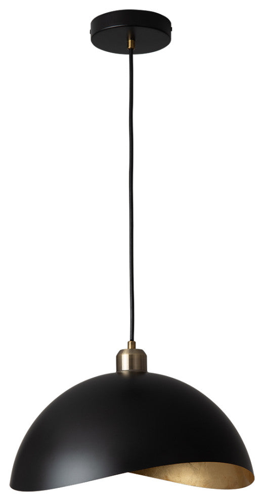 Luna Bella Pendant Light Large, Matte Black, Weathered Brass