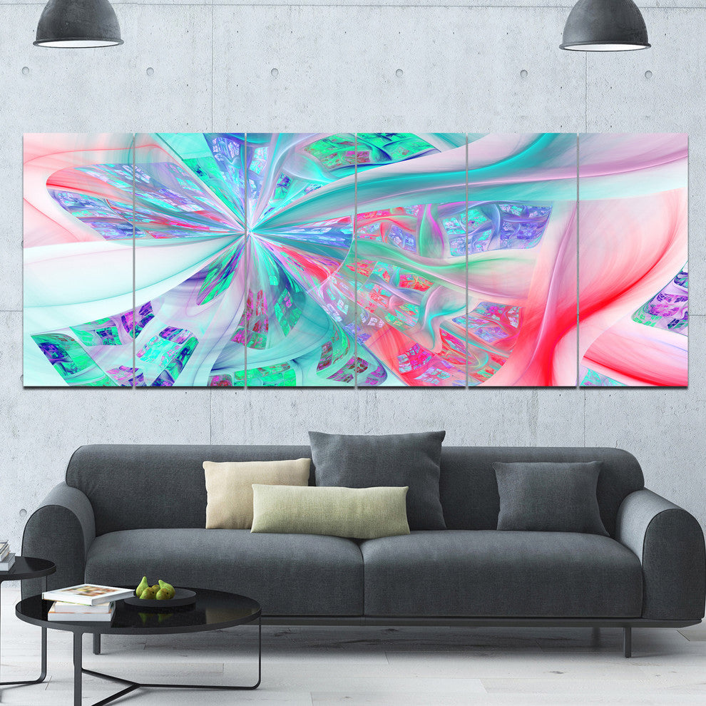 Multi Color Fractal Exotic Plant Stems, Abstract Canvas Print, 70"x28", 6 Panels