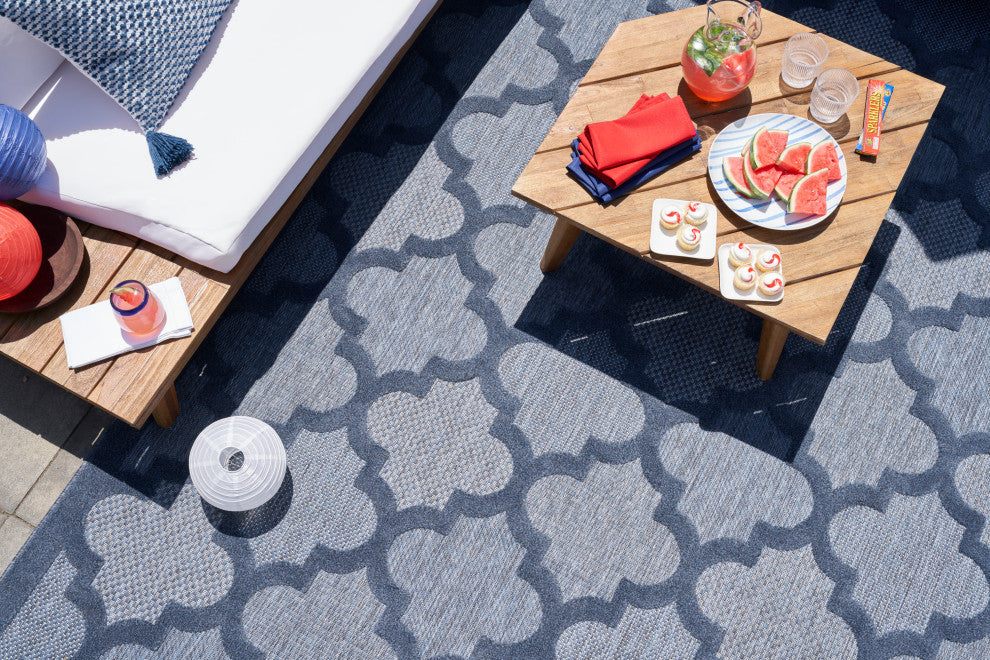 Nourison Easy Care 5' x 7' Denim Blue Modern Area Rug