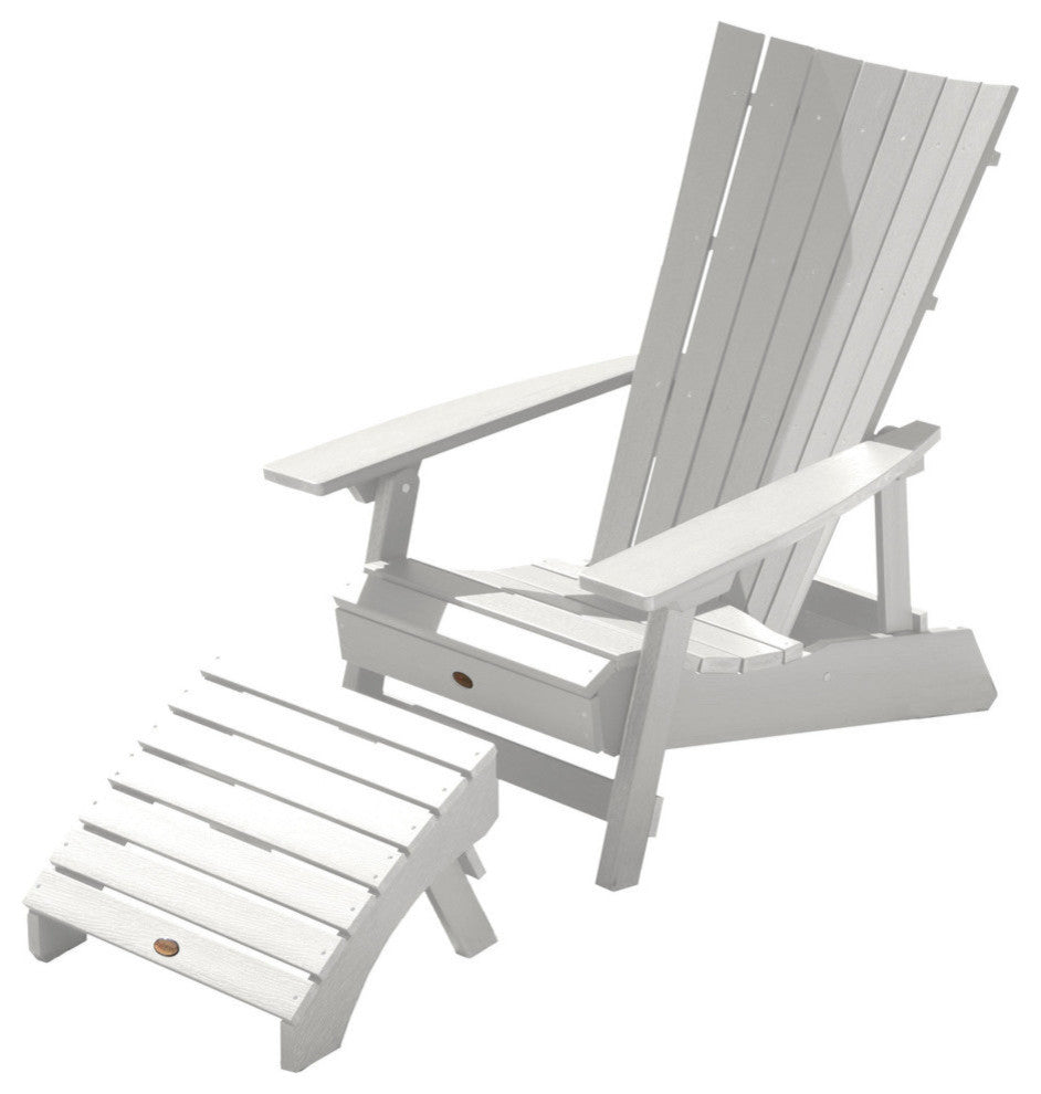 Manhattan Beach Adirondack Chair With Folding Ottoman, White