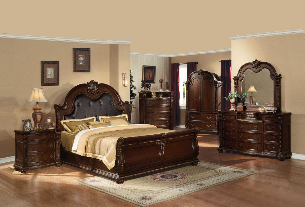 HomeRoots 20" X 35" X 32" Cherry Wood Nightstand, No Marble Top