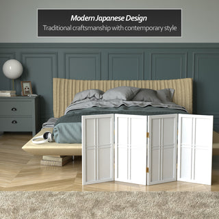 2' Tall Desktop Double Cross Shoji Screen, White, 4 Panels