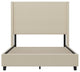 Quinn Upholstered Platform Bed with Channel Stitched Wingback Headboard, Beige, Full