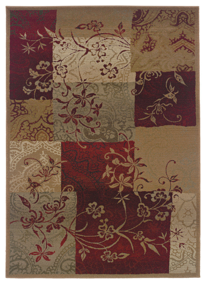 Oriental Weavers Genesis Collection Red/Beige Geometric Indoor Area Rug 4'X5'9"
