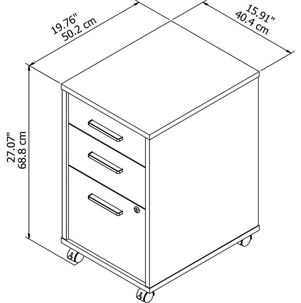 Office by kathy ireland Method 3 Drawer Mobile File Cabinet, Assembled, White