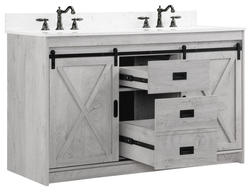 Rafter 54" Bathroom Vanity, White Wash