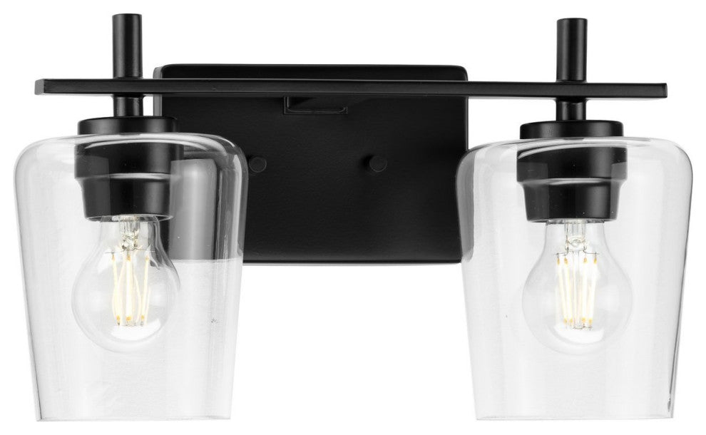 Calais 14.62" 2-Light Matte Black Vanity Light