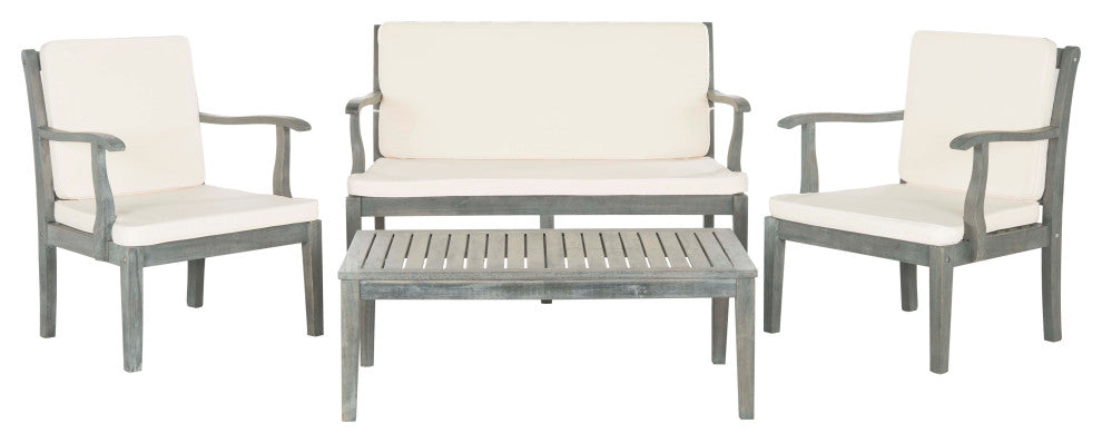 Safavieh Fresno 4-Piece Indoor-Outdoor Living Set, Ash Grey