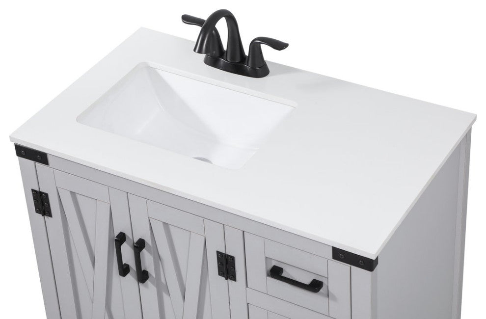 Home Living 19" Farmhouse Grey-Light Bathroom Vanity