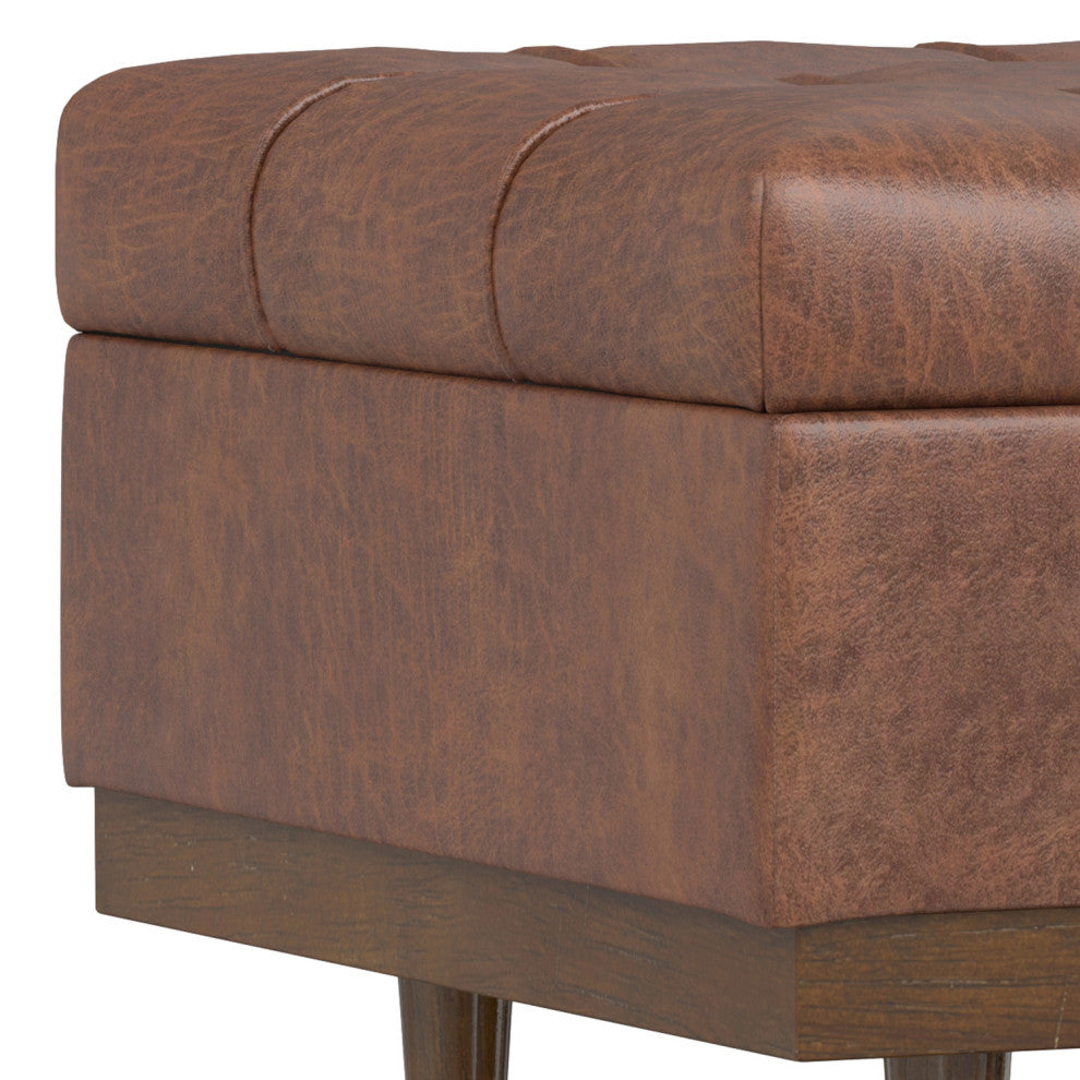 Mariah Coffee Table Storage Ottoman, Distressed Saddle Brown