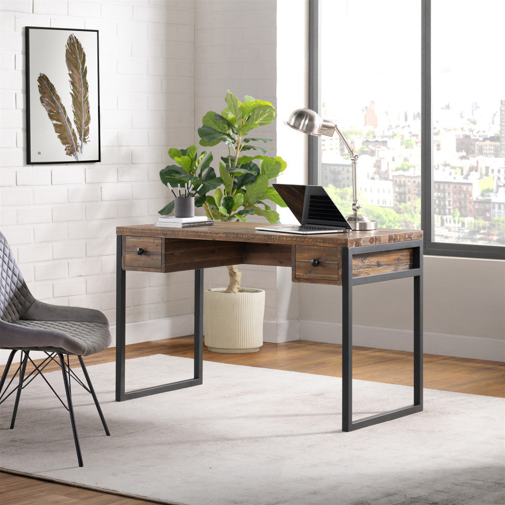 Claremont 48"W Rustic Wood and Metal Desk