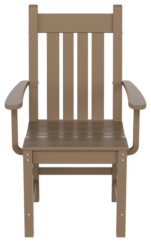 WestinTrends Patio Garden Poly Lumber Dining Arm Chair Indoor Outdoor Furniture, Weathered Wood