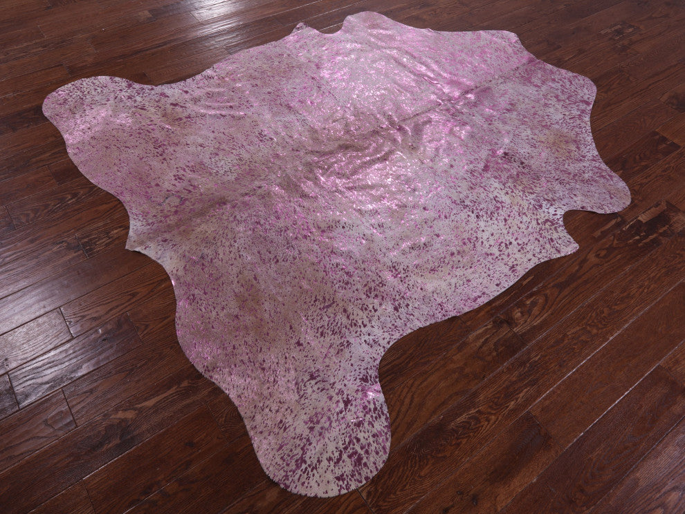 Pink Metallic Cowhide Rug 6' 10" X 6' 8" C2104
