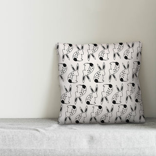 Black and White Bunny Pattern 20x20 Throw Pillow