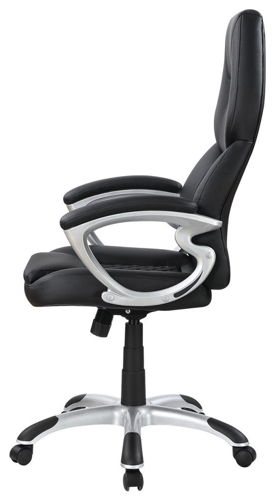 Adjustable Height Leatherette Office Chair, Black