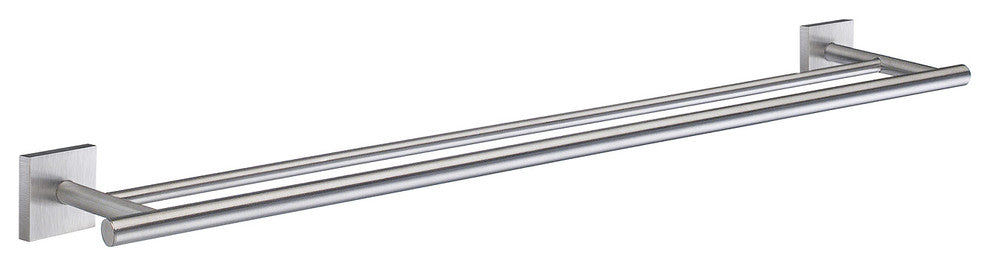 House Double Towel Rail Brushed Chrome