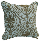 18" Double-Corded Patterned Jacquard Chenille Square Throw Pillow, Blue Damask