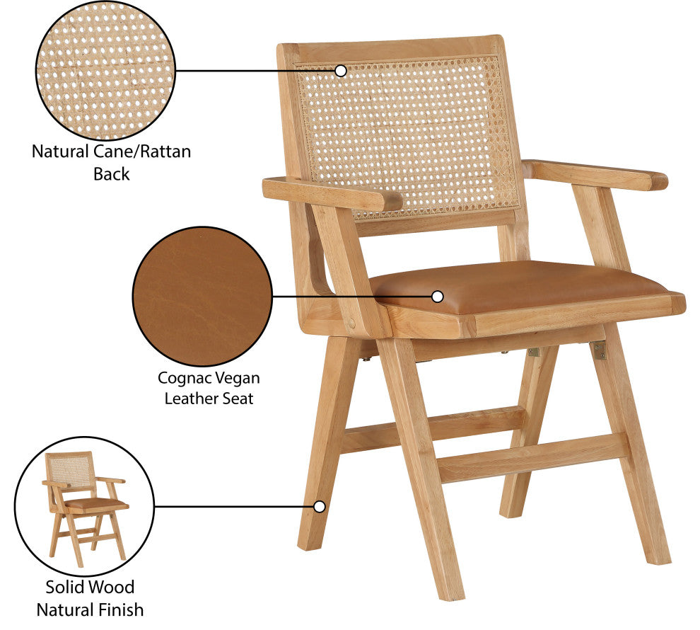 Abby Chair, Cognac, Natural Finish, Arm Chair