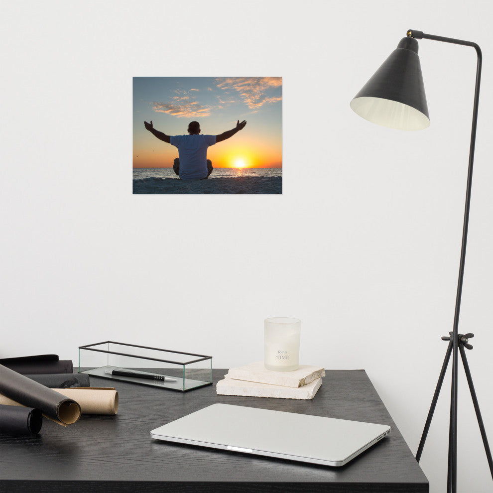 Embrace The Light Sunset Coastal Landscape Photo Wall Art Print - Decor, 11" X 14"