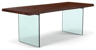 Brooks Dining Table, Americano, Clear, 40"x116", Glass Base